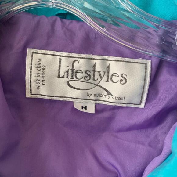Vintage 90s Lifestyles Purple and Teal Grandma Jacket Size Medium - Picture 6 of 7